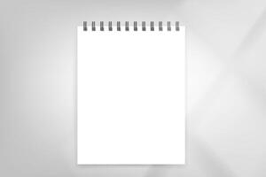 Paper diary on bright background with window light. 3d mockup vector