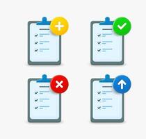 checklist icon set with different pictograms. 3d icons collection vector