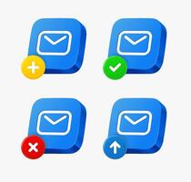 Envelope icon set with different pictograms. 3d icons collection vector