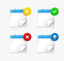 Binder icon set with different pictograms. 3d icons collection vector