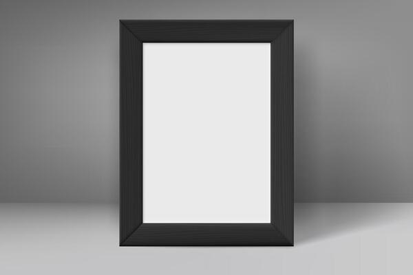 Vertical blank premium black wood frame with white paper. 3d mockup