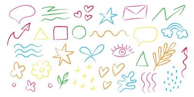 Creative cacharol doodle with various colorful shapes and symbols vector