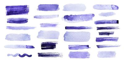 Exploring the beauty of violet watercolor strokes in various forms and patterns vector