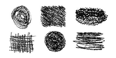 Chalk texture collection with white spots on dark background and black charcoal details vector
