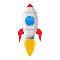 Rocket icon on white background, flat design vector