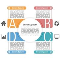 Modern infographics design template with four elements, icons and text vector