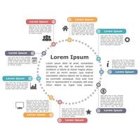 Modern circle infographics with icons and text, round diagram template vector