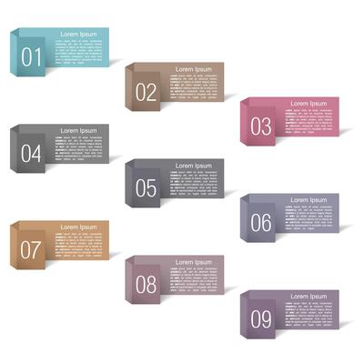 Banners with numbers design, origami style