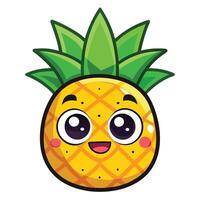 Cute and Eye Catching Cartoon Pineapple Sticker with Animated Expression vector