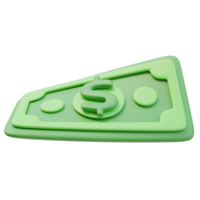 3D Rendering Green Wave Twisted Money Banknote Dollar Sign. Money Finance. 3D Icon png