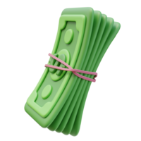 3D Rendering Green Money Banknote Stack Bundle Tied With Rubber Band Dollar Sign. Money Finance. 3D Icon png