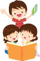 Students read books in groups while waiting for their teachers. png