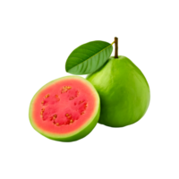 Guava fruit with slice and leaf on transparent background png