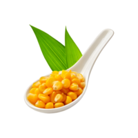 Spoon of corn seed with leaf on transparent background png