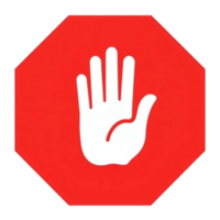 Block Icon Red Stop Sign with Hand Stop Ads Symbol Red Octagon with Hand Block Content Icon Hand in Red Stop Sign png