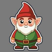 Cartoonish Cutout of a Gnome with a Gray Background vector