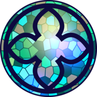 Gothic circle rose window with medieval ornament. Cathedral and castle rosettes. Christian architecture element with colored stained glass. Radial frame png