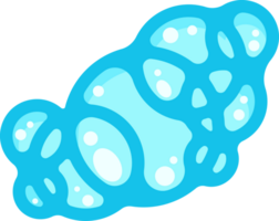 Soap foam bubbles. Cartoon bath sud clouds. Illustration of blue flat element. Liquid shape of shower gel, shampoo and splashes of detergent. png