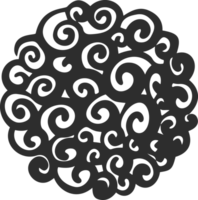 Circle with pattern. Abstract hand drawn graphic in rounds. Scribble design with dots spirals and grunge organic doodles. Curved simple brush strokes png