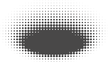 Dotted halftone abstract shape. Blurred shadow. Graphic element circular organic blob with gradation png