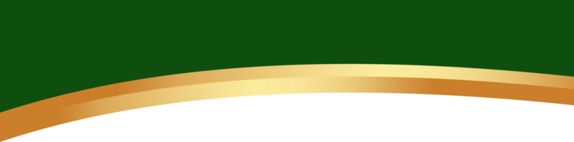 Border shape for banner. Green header section with golden line. Abstract bottom background for web page. Curved divider template. Wavy horizontal separator. png