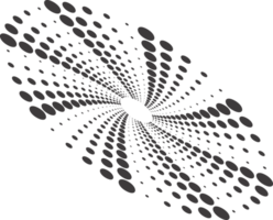 Abstract dotted round with spiral pattern. Circular graphic. Swirl circle shape halftone effect. Geometric concentric radial element. png