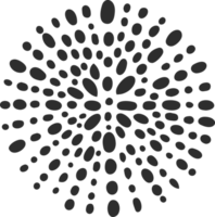 Textured circle with pattern. Abstract hand drawn graphic in rounds. Scribble design with dots spirals and grunge organic doodles. Curved simple brush strokes png
