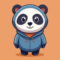 Adorable Panda Wearing a Stylish Hoodie Jacket A Cartoon Illustration vector
