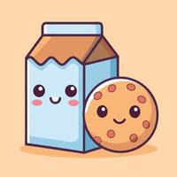 Enchanting Cartoon Scene of Cookies and Milk with a Cheery Expression vector