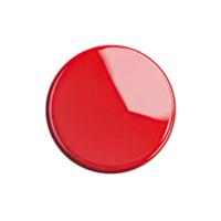 A glossy red circle with a light reflection on a in a studio shot close up view png
