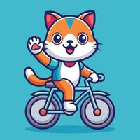 Playful Cat Enjoys a Bicycle Adventure with a Cheerful Gesture vector