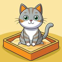 Adorable Cartoon Icon of a Cat Relaxing in a Sandbox vector