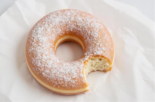 A donut with powdered sugar on it photo