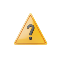 A yellow triangular warning sign with a black question mark on a in a simple style png