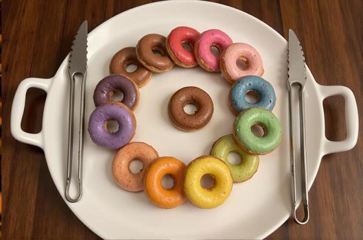 A plate with a bunch of donuts on it photo