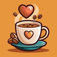 Animated Foam Capped Coffee with Aromatic Espresso Beans Icon vector