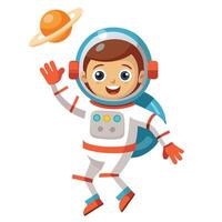 Astronaut Soaring into Space on a Mission Waving Farewell vector