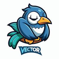 Sleepy Bird Mascot Rolling Around in a Shopping Cart Carries Dreams vector