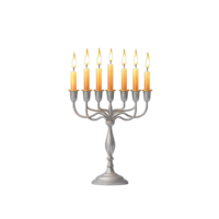 Illuminated menorah with burning candles on for hanukkah celebration holiday season transparent background png