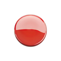 A single red glossy circle object centered on a with visible light reflection png