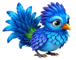 Exotic Bird with Vibrant Blue Feathers Display in Transparent Background png