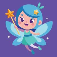 Enchanting Fairy Fluttering with Magical Wand against a Dreamy Background vector