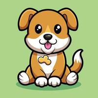 Adorable Puppy Relishing a Bone in Cartoonish Style vector