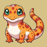 Enchanting Cartoon Image of a Fat Tailed Gecko with Cute Features vector