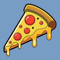 Cartoon Pizza Slice with Melted Cheese and Joyful Expression vector