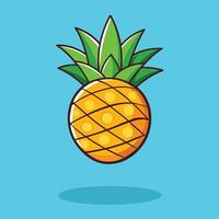 Cartoon Illustration of a Floating Pineapple with a Joyful Expression vector