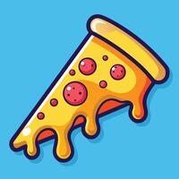 Cartoon Icon of a Melted Pizza Slice Floating in the Air vector
