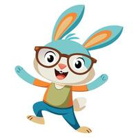 Adorable Cartoon Rabbit Dancing with Glasses On vector