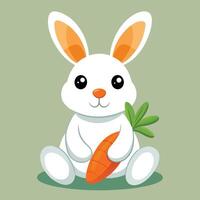 Adorable Rabbit Savoring a Carrot Feast in an Animated Cartoon Style vector