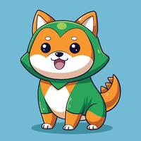 Adorable Shiba Inu Adorned in a Playful Dinosaur Costume vector